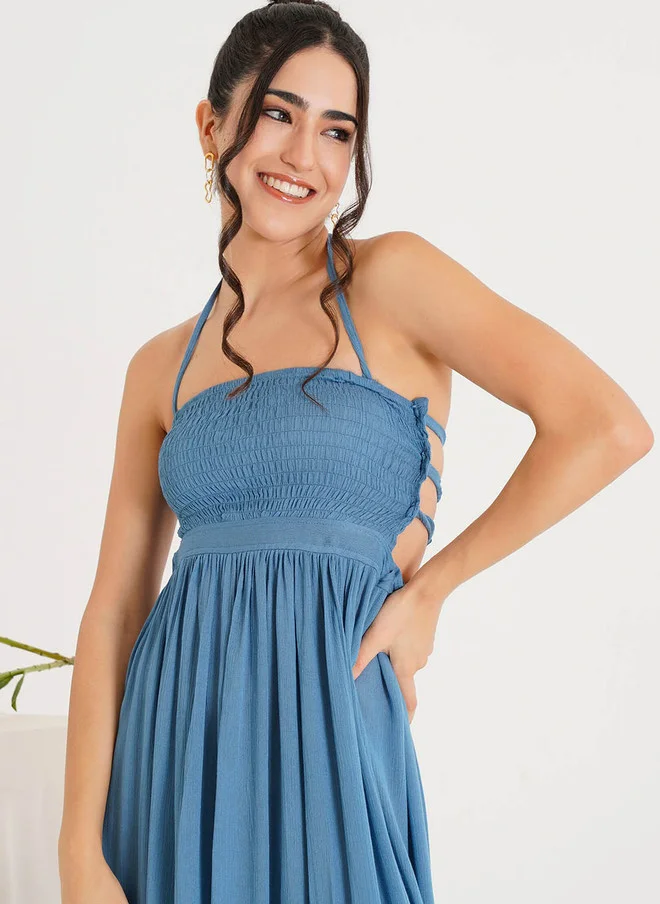 PRIZO PRIZO Halter Neck Fit & Flare Midi Dress